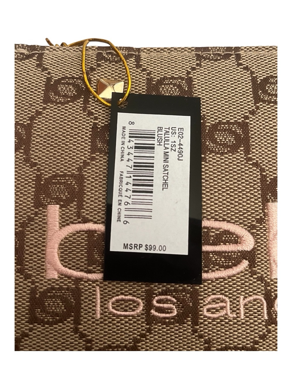 bebe Brown Monogram Crossbody with Pink Accents - Picture 2 of 6
